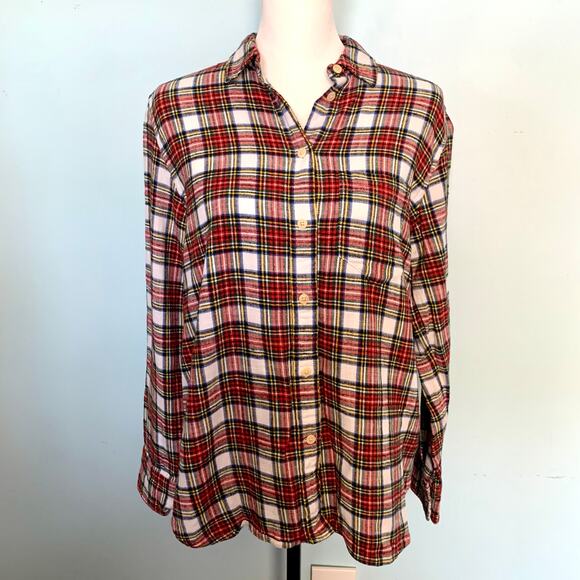 J. Crew Classic Fit Flannel Shirt in Snowy Stewart Tartan Plaid Size 8 - Picture 2 of 7